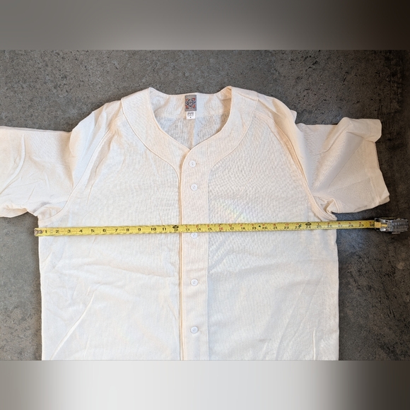 %100 Wool Ebbets Field Baseball Flannel Jersey XL Solid Cream - Picture 5 of 5